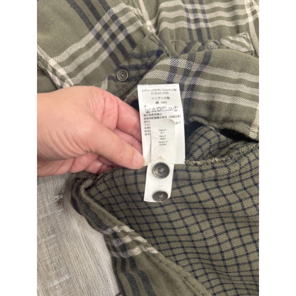 Vintage Eddie Bauer Olive Green, Navy, and White Plaid Shirt Dress - Picture 10 of 16
